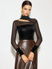Clara | Samt-Oberteil mit Cutouts und Mesh-Details