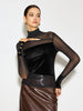 Clara | Samt-Oberteil mit Cutouts und Mesh-Details