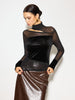 Clara | Samt-Oberteil mit Cutouts und Mesh-Details