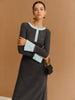 Clara | Elegantes Kleid mit Kontrastbesatz und Knöpfen