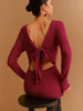 Lena | Elegantes rückenfreies Strickkleid mit Waffelschleife