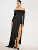 Clara | Schulterfreies Rüschenkleid mit Schlitz