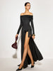 Clara | Schulterfreies Rüschenkleid mit Schlitz