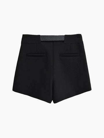 Mia | Hochtaillierte Jersey Shorts mit Reißverschluss und Gürtel