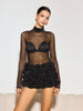 Clara | Elegantes Mock Neck Sheer Mesh T-Shirt