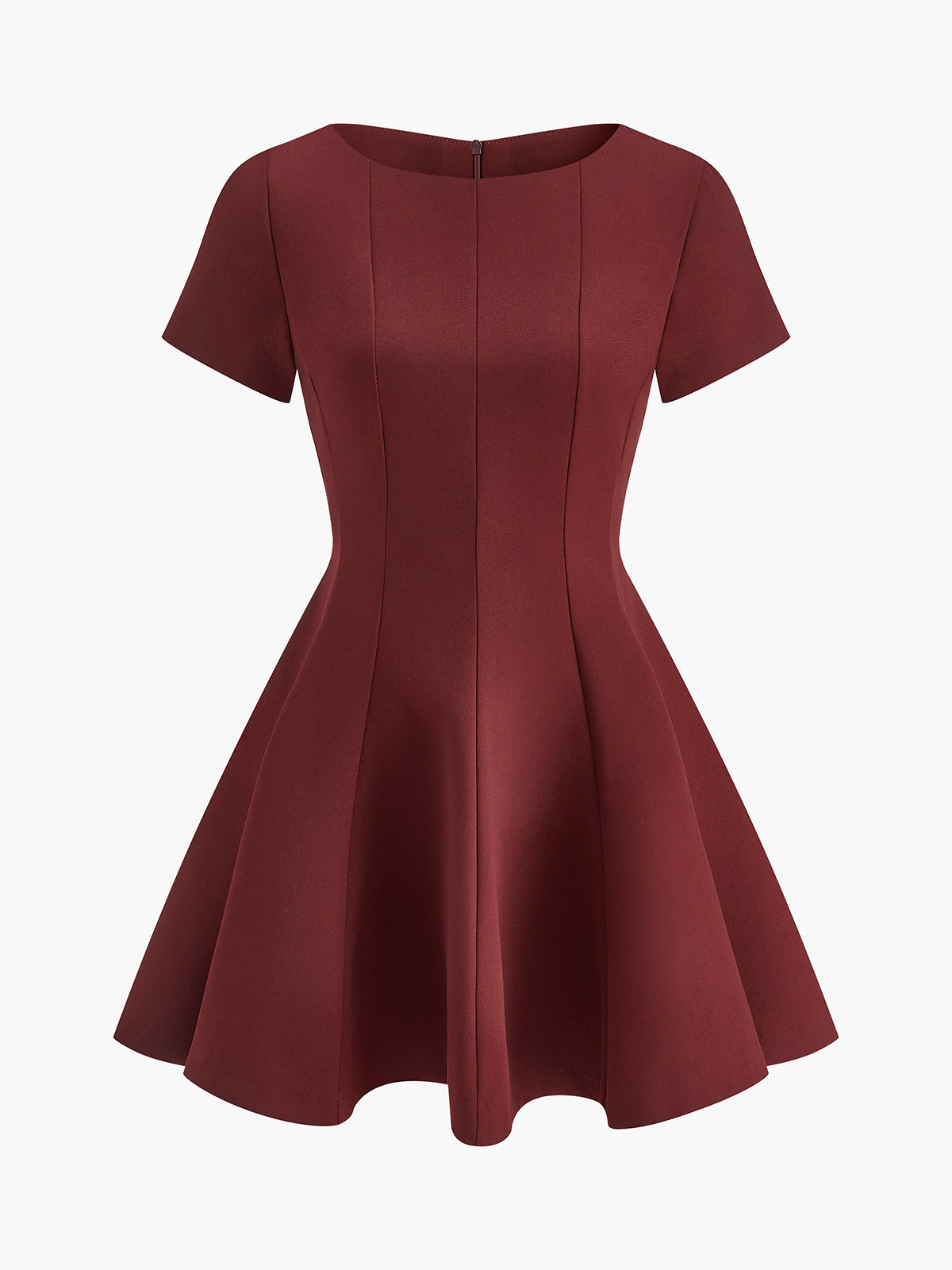 Klara | Plissiertes Kurzarmkleid mit Paspelierung