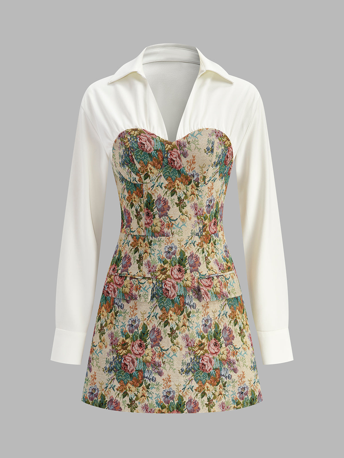 Clara | 2-in-1 Tweed-Blumenkleid mit Reißverschluss