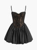 Marie | Gefälteltes Satin-Saum Spitzen-Cami Kleid