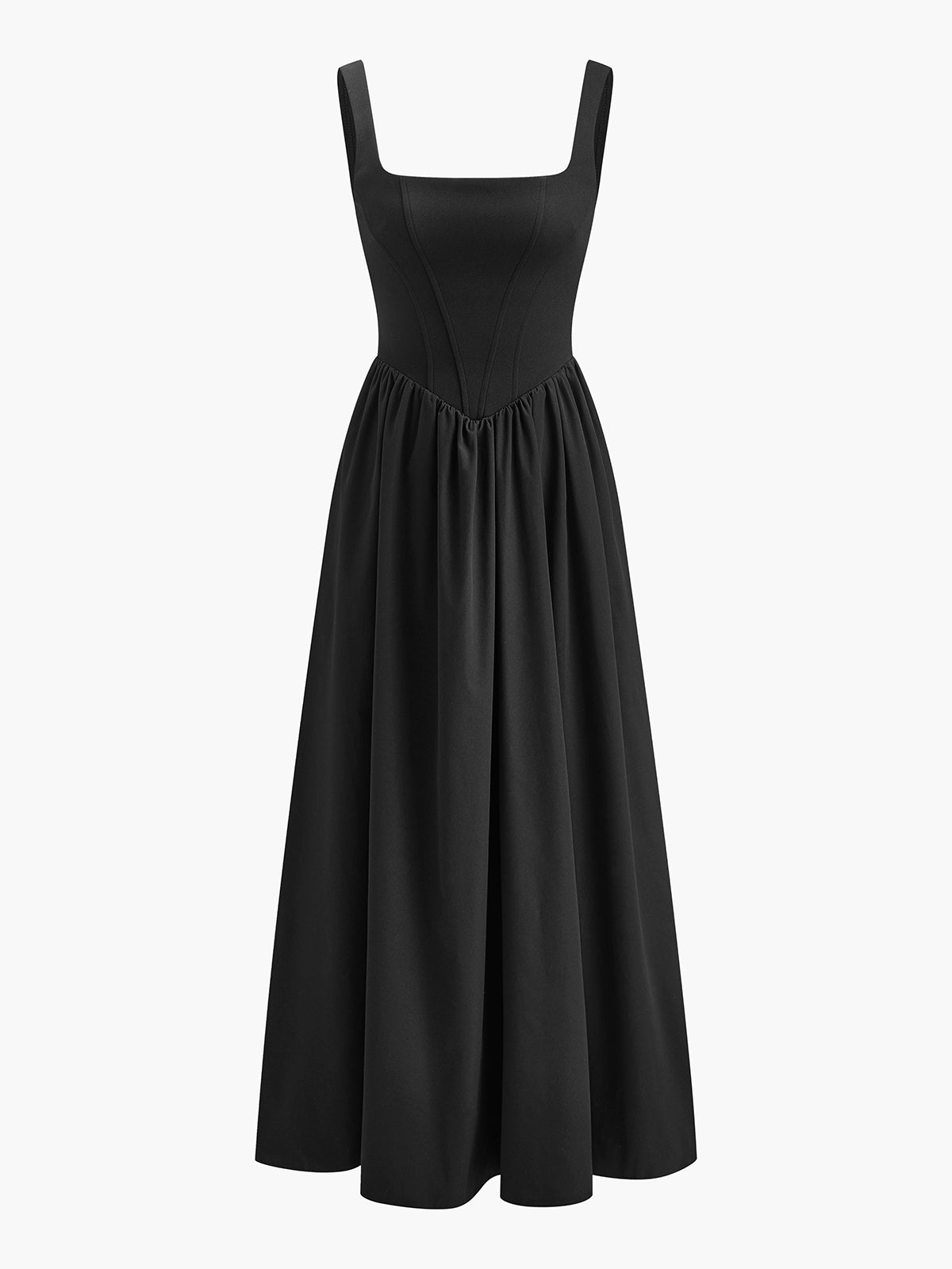 Clara | Gefaltetes Maxikleid mit Reißverschluss und Trägern