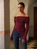 Liane | Elegantes asymmetrisches Oberteil mit floralem Strick und Rüschen