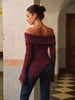 Liane | Elegantes asymmetrisches Oberteil mit floralem Strick und Rüschen