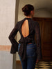Annika | Rückefreies Chiffon-Shirt mit Punkte-Bow