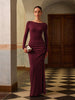 Clara | 3D Blumenrückenfreies Split-Jersey-Kleid