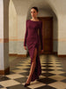 Clara | 3D Blumenrückenfreies Split-Jersey-Kleid