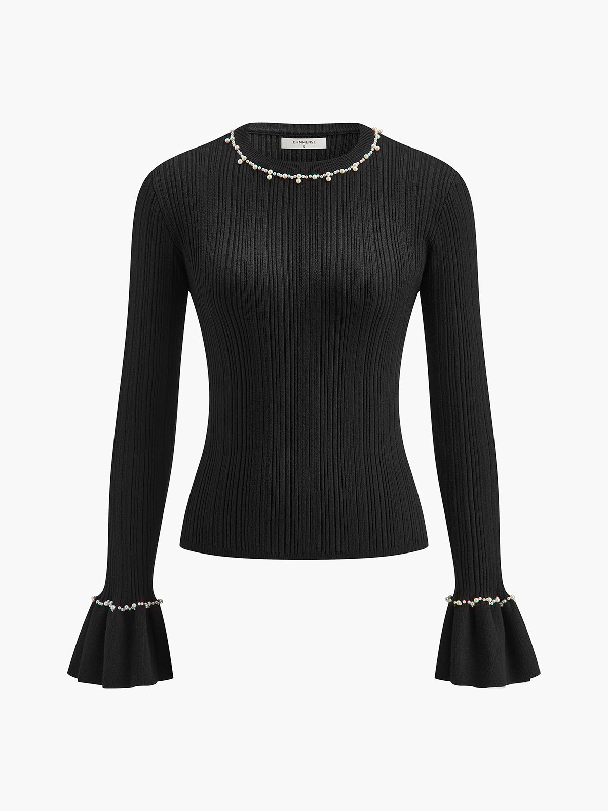 Clara | Rüschen-Strick-Top mit edlem Perlen-Dekor