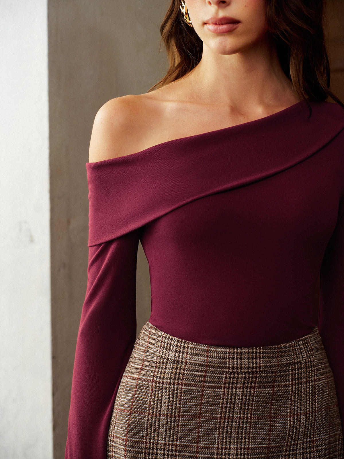 Sophie | Elegantes Jersey-Top mit asymmetrischem Halsausschnitt