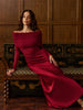 Clara | Off-Shoulder Satin Kleid mit Raffungen