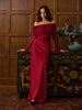 Clara | Off-Shoulder Satin Kleid mit Raffungen