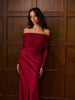 Clara | Off-Shoulder Satin Kleid mit Raffungen
