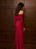Clara | Off-Shoulder Satin Kleid mit Raffungen
