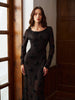Clara | Langärmliges 3D-Blumen Kleid