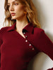 Emilie | Asymmetrische Button Skinny Polo Bluse