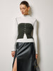 Leni | Zweiteiliges Stricktop mit Schlitz und dekorativem Besatz
