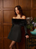 Clara | Off-Shoulder Kunstfell Kurzkleid