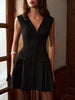 Jana | Elegantes V-Ausschnitt Wildleder-Faltenkleid