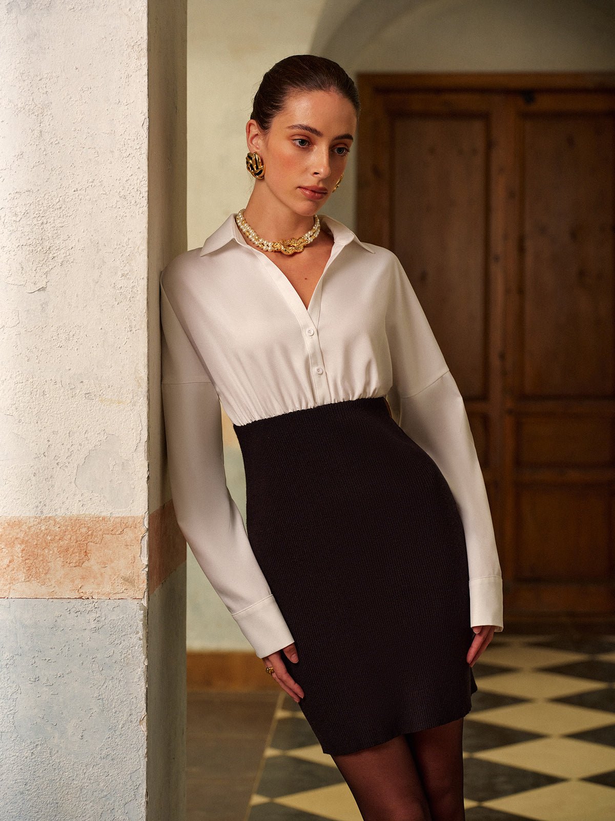 Clara | Elegantes 2-in-1 Color Block Polo Kleid
