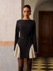 Clara | Kurzes Kleid mit Farbblock und seitlichen Falten