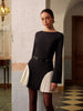 Clara | Kurzes Kleid mit Farbblock und seitlichen Falten
