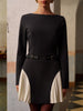 Clara | Kurzes Kleid mit Farbblock und seitlichen Falten