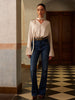 Clara | Satin-Faltenbluse mit V-Ausschnitt und Schleife