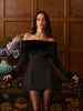 Clara | Off-Shoulder Kunstfell Kurzkleid