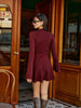 Klara | Elegantes kurzes Kleid mit Glockenärmeln und Plissee-Pullover