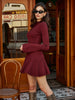 Klara | Elegantes kurzes Kleid mit Glockenärmeln und Plissee-Pullover
