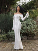 Leonie | Off-Shoulder Rüschensaum Spitzen-Maxikleid