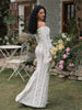Leonie | Off-Shoulder Rüschensaum Spitzen-Maxikleid
