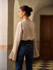 Clara | Satin-Faltenbluse mit V-Ausschnitt und Schleife