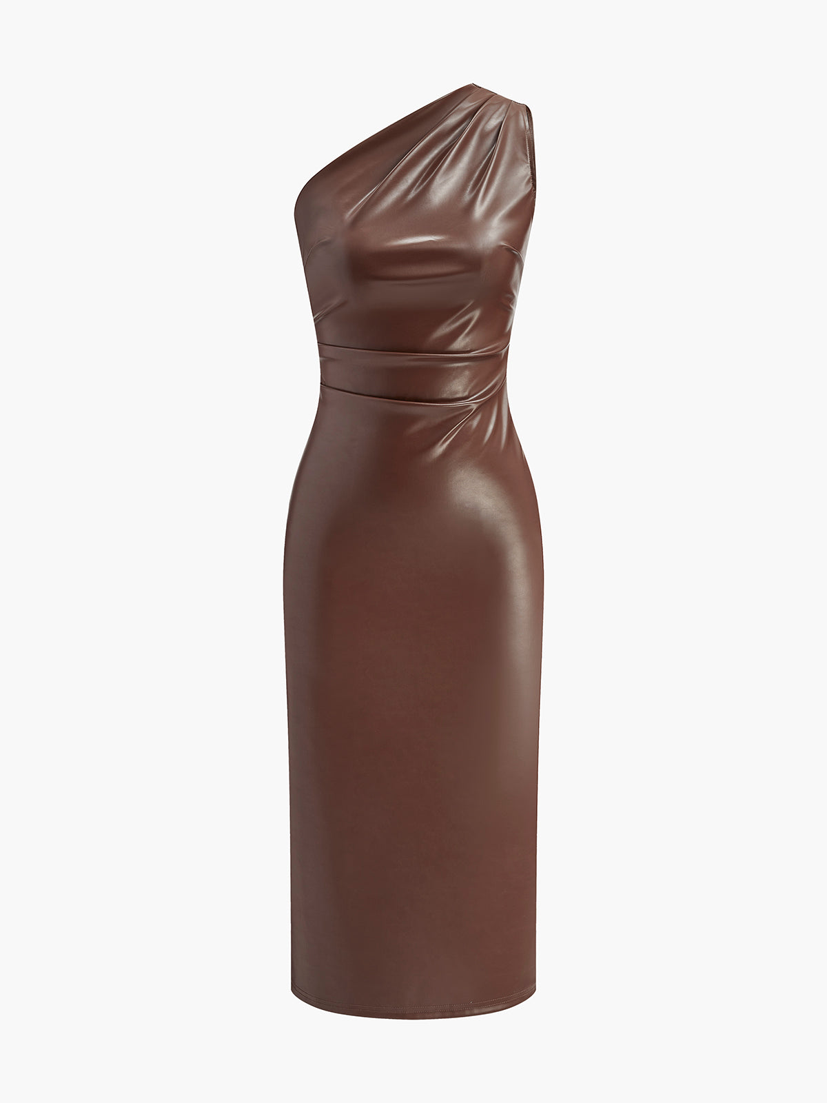 Clara | Asymmetrisches Faux-Leder Kleid mit Reißverschluss