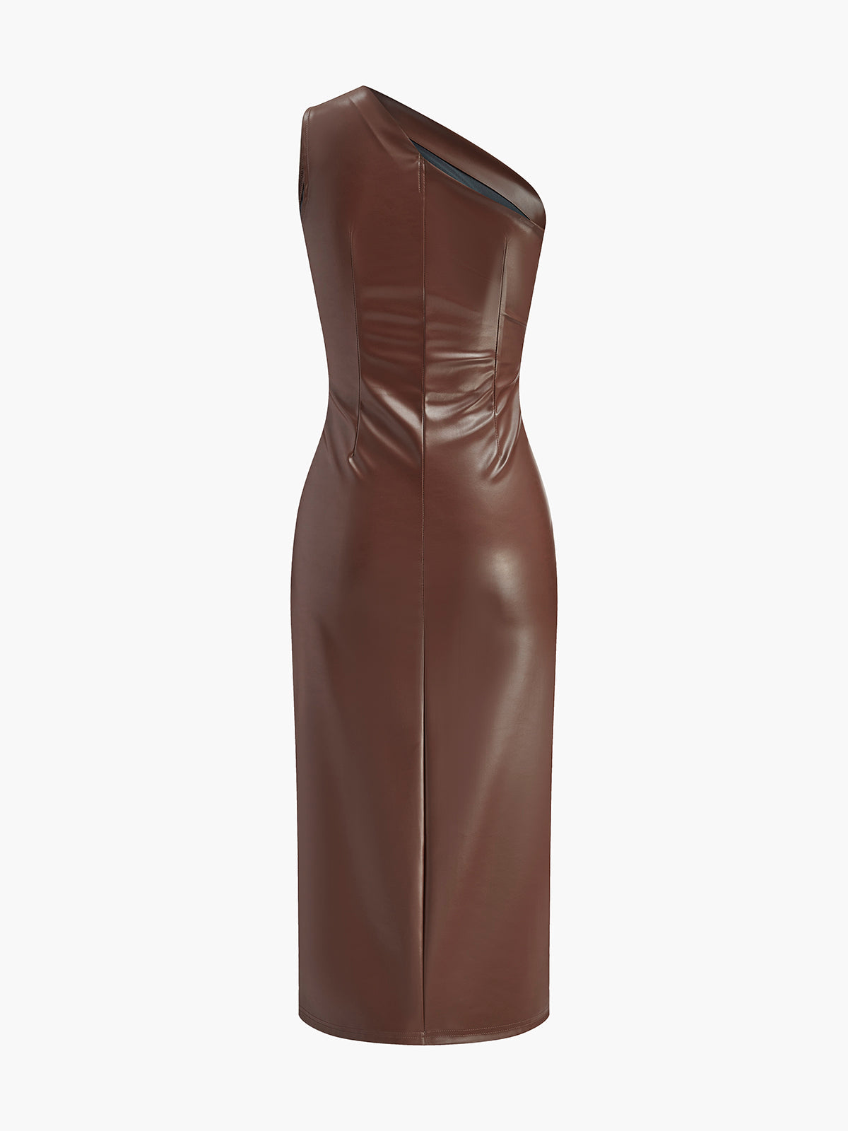 Clara | Asymmetrisches Faux-Leder Kleid mit Reißverschluss