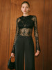 Marie | Elegantes Langarm-Spitzen-T-Shirt mit Criss Cross-Design