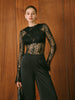 Marie | Elegantes Langarm-Spitzen-T-Shirt mit Criss Cross-Design