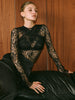 Marie | Elegantes Langarm-Spitzen-T-Shirt mit Criss Cross-Design