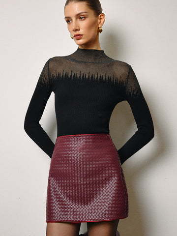 Johanna | Woll-Blend Oberteil mit transparenten Details