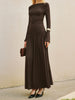 Clara | Elegantes Maxi-Kleid mit Glockenärmeln und Plissee-Details
