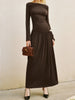 Clara | Elegantes Maxi-Kleid mit Glockenärmeln und Plissee-Details