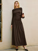 Clara | Elegantes Maxi-Kleid mit Glockenärmeln und Plissee-Details