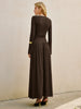 Clara | Elegantes Maxi-Kleid mit Glockenärmeln und Plissee-Details